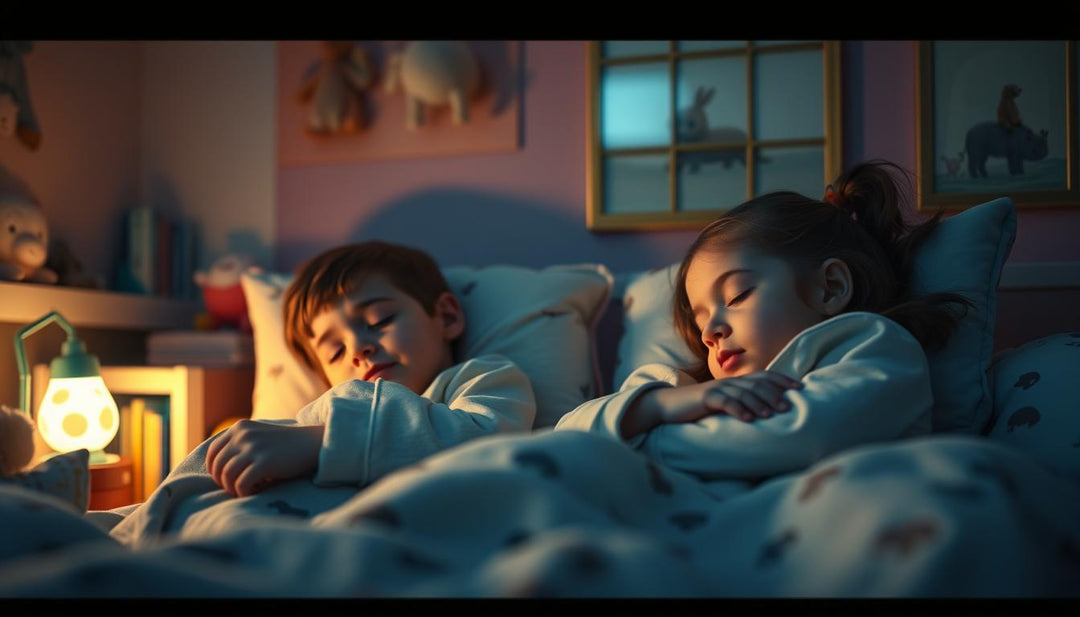 Geschwister in einem Zimmer schlafen